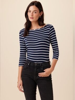 Amour Vert Francoise Striped Top EUC